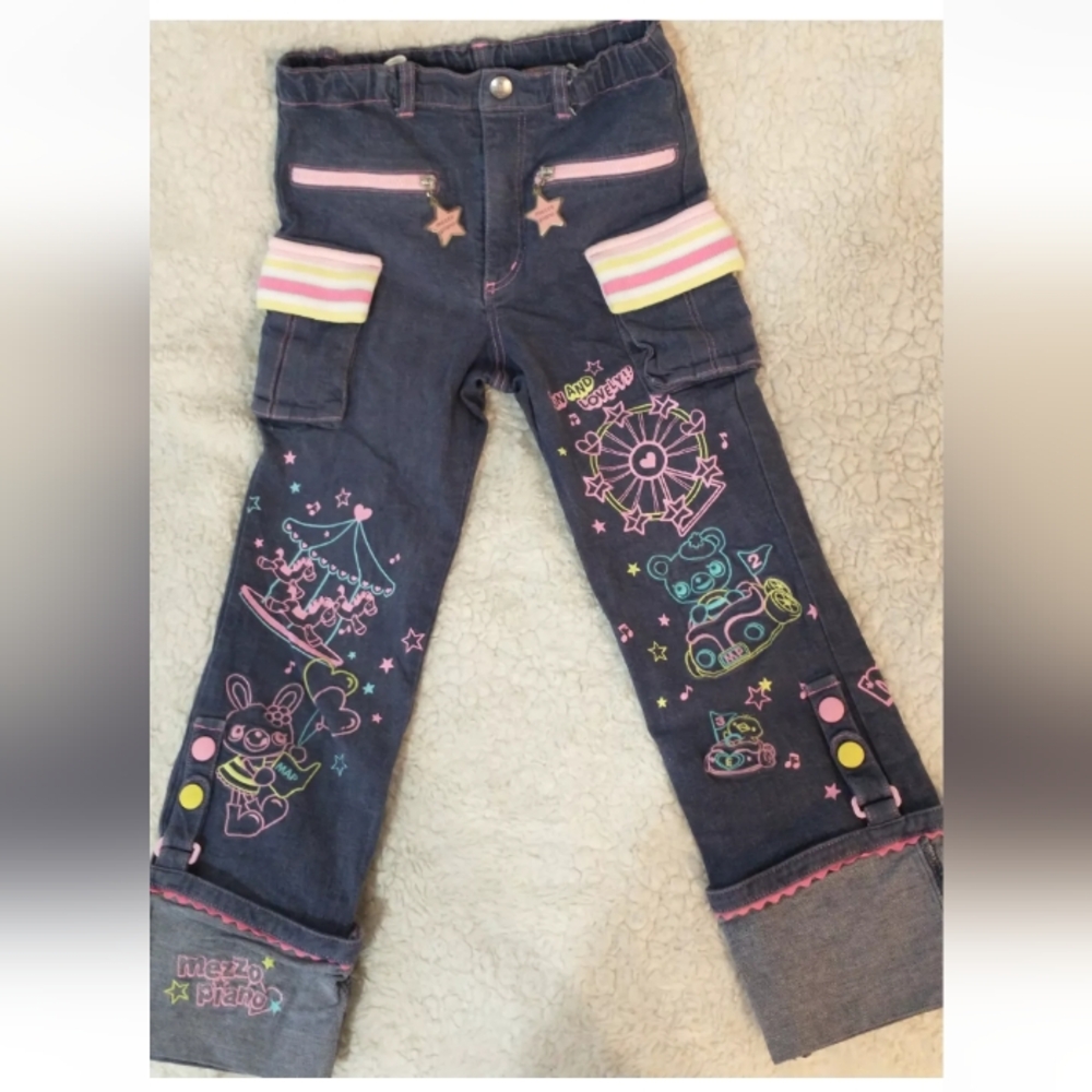 Vintage Style Mezzo Piano Jean Denim Pants, 130cm